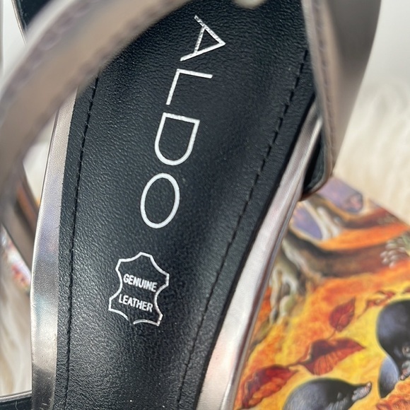 ALDO METALLIC SILVER 4 INCHES HEELS SIZE 8.5 - Picture 6 of 14